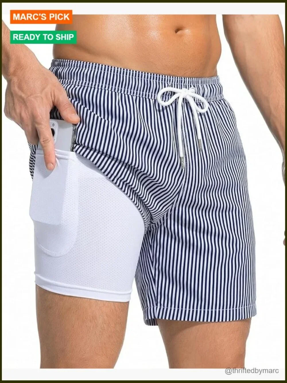Men's 7-Inch Quick Dry Swim Trunks with Mesh Liner and Pockets